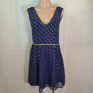MAEVE From Anthropologie Blue & Gold Silk Dress  Women's Size Small